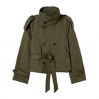 Women's Short Double-Breasted Trench Coat with Belt