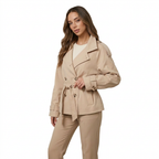 Modern Cotton Trench Coat with Funnel Neck for Women