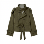 Women's Short Double-Breasted Trench Coat with Belt