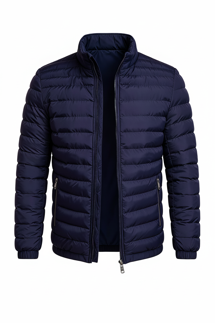 Men's Puffer Jacket - Navy Front