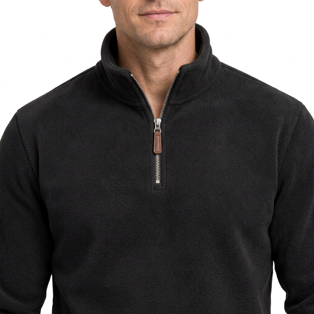 Men’s Quarter-Zip Fleece Jumper – Stand Collar & Regular Fit