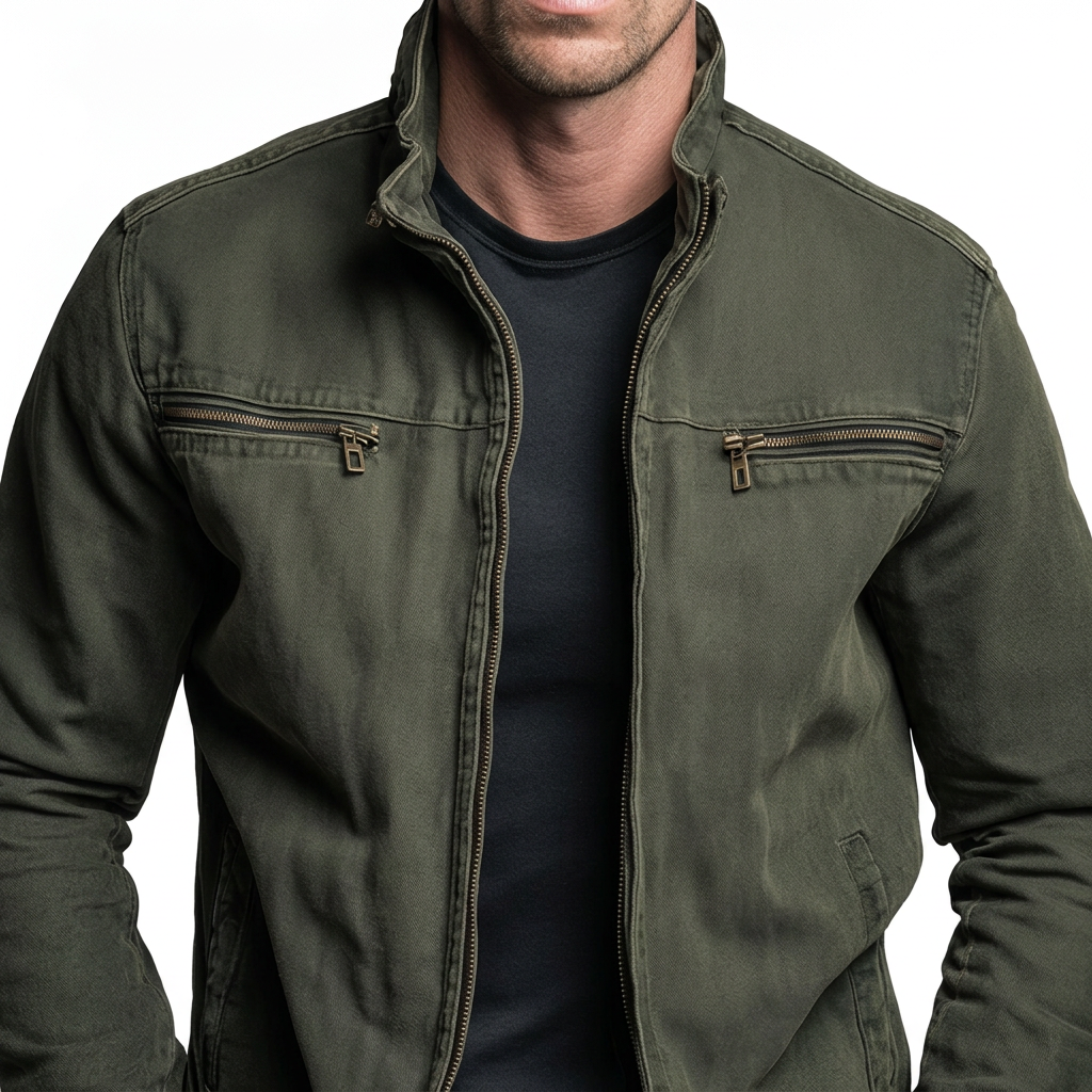 Men's Vintage Zip Jacket Stand Collar Autumn Winter Layer
