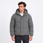 Men’s Winter Hooded Puffer Jacket – Padded Quilted Coat with Storm Flap