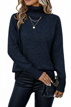 High Neck Pullover Navy - trekvartsvinkel