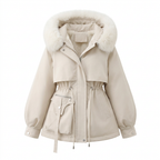 Women's Parka with Hood and Adjustable Waist