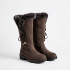 Women's Suede Mid Calf Boots with Faux-Fur Cuff for Cold Weather