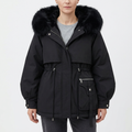 Women's Parka with Hood and Adjustable Waist
