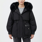 Women's Parka with Hood and Adjustable Waist