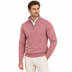 Men's Soft Cotton Blend Half Zip Pullover with Ribbed Trims