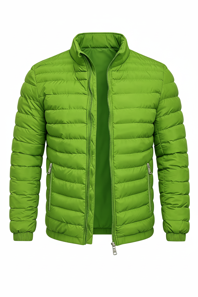Men's Puffer Jacket - Grass Green Front
