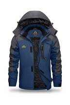 Men's hooded winter fleece lined jacket on a white background