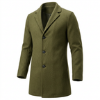 Men's Tailored Winter Trench Coat with Button Front