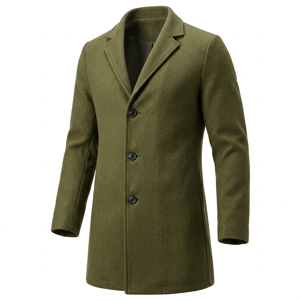 Men's Tailored Winter Trench Coat with Button Front