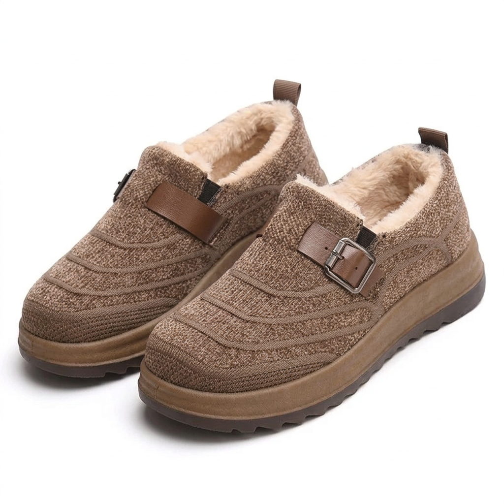 Women's Orthopaedic Slip On Winter Shoe with Decorative Buckle Strap