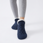 Women's Cable-Knit Slipper Socks Fleece-Lined Non-Slip