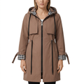 Woman modelling brown hooded zip coat