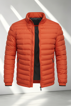 Men's Puffer Jacket - Orange Red Front