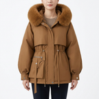 Women's Parka with Hood and Adjustable Waist