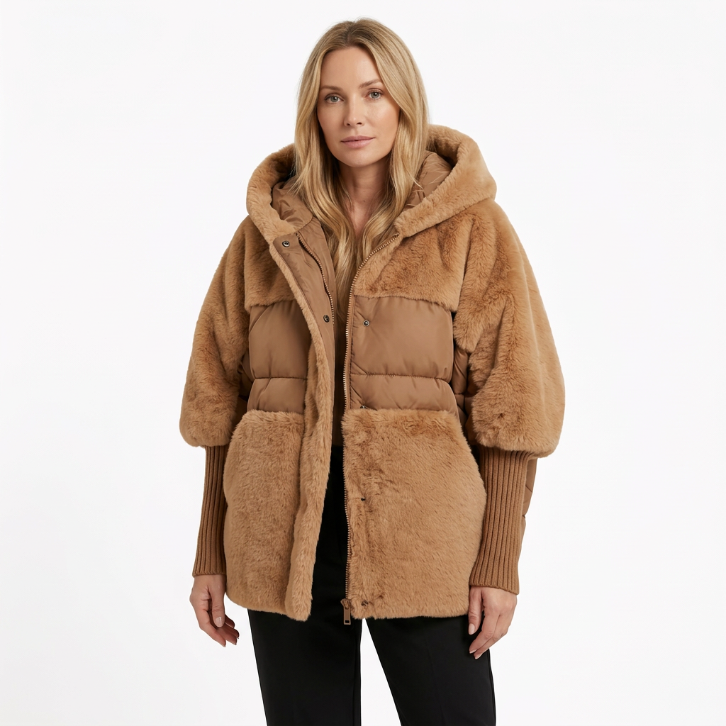 Women's Faux Fur Hooded Coat for Insulated Autumn Wear
