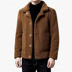 Men's Short Jacket with Lapel Collar and Front Pockets