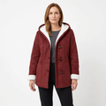 Women's Sherpa Lined Hooded Jacket with Toggle Closure for Warmth