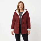 Women's Sherpa Lined Hooded Jacket with Toggle Closure for Warmth