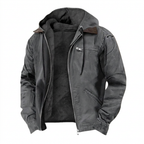 Men's Hooded Jacket with Zip Front and Drawstring Hood for Casual Wear