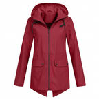 Wine Red hooded rain jacket