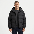 Men’s Hooded Puffer Jacket - Front Zip