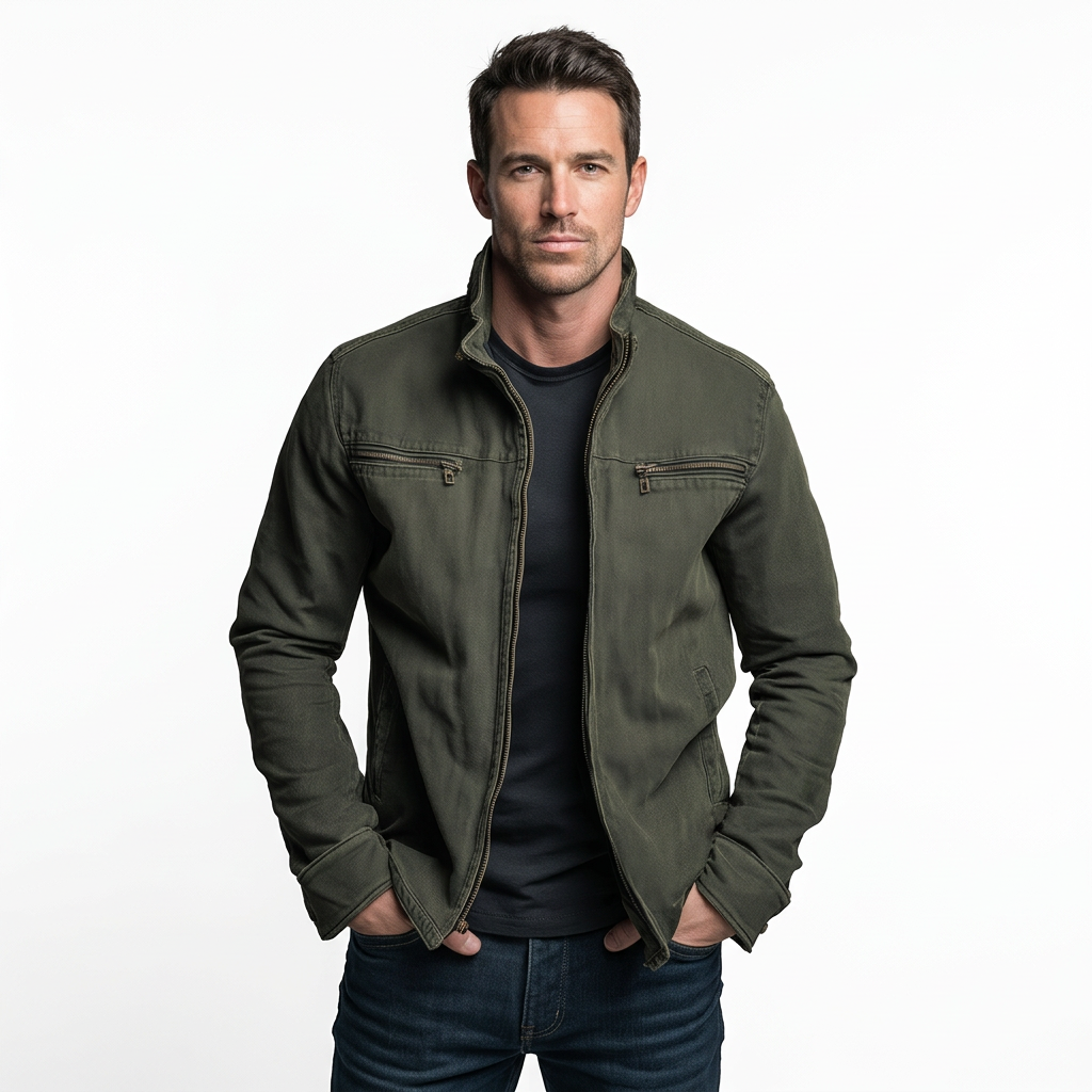 Men's Vintage Zip Jacket Stand Collar Autumn Winter Layer