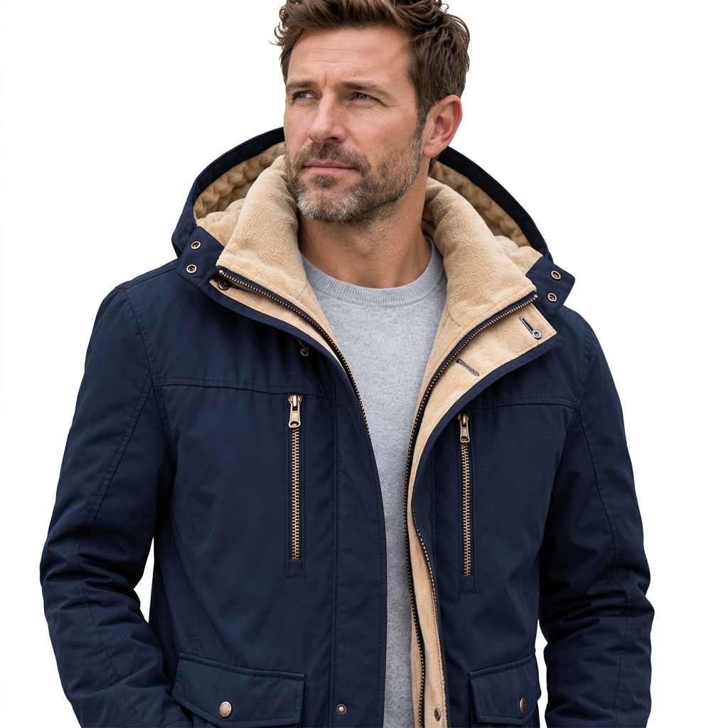 Men's Waterproof Winter Jacket – Hooded & Fleece-Lined