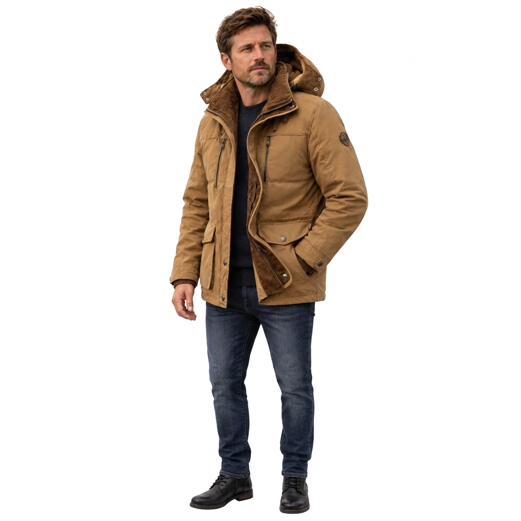Men's Waterproof Winter Jacket – Hooded & Fleece-Lined