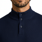 Men’s Long Sleeve Knit Polo Sweater with Ribbed Cuffs and Hem