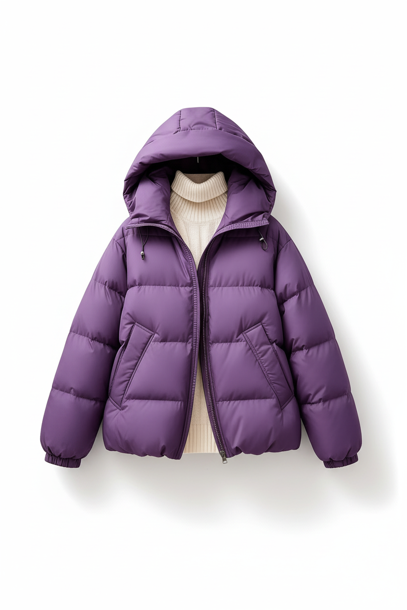 Women's Puffer Jacket - Purple
