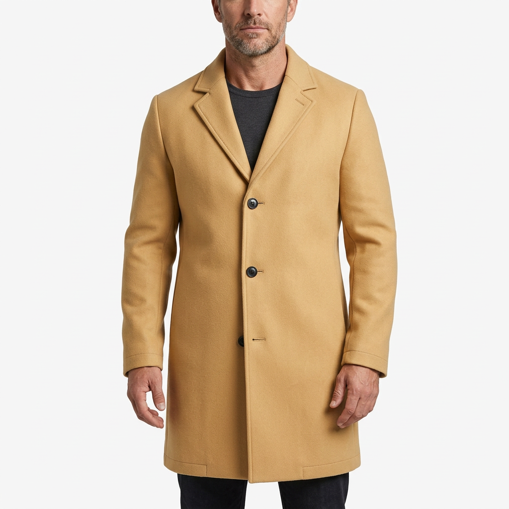 Men's Tailored Winter Trench Coat with Button Front