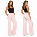 Woman modelling pink pull-on trousers