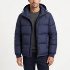 Men’s Hooded Puffer Jacket - Front Zip