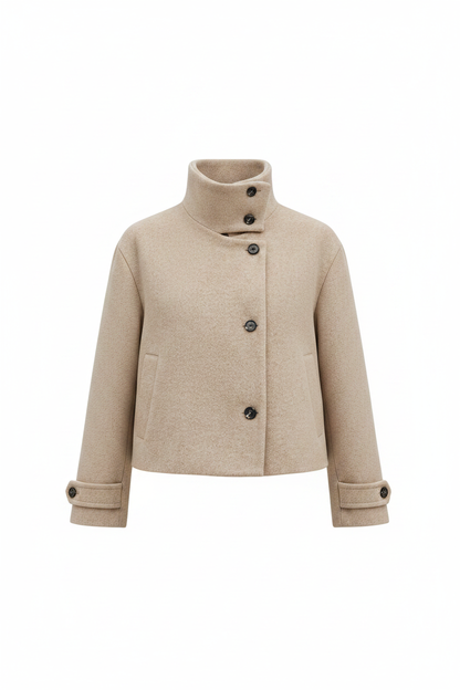 Stand Collar Cross-Button Coat - produktbild
