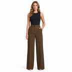 Woman modelling brown tailored trousers