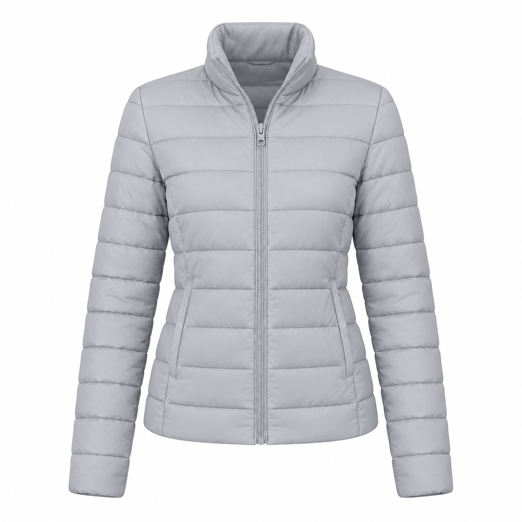 Women's Lightweight Down Puffer Jacket with Stand Collar