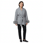 Women's Elegant Wrap Style Faux Fur Cuff Coat