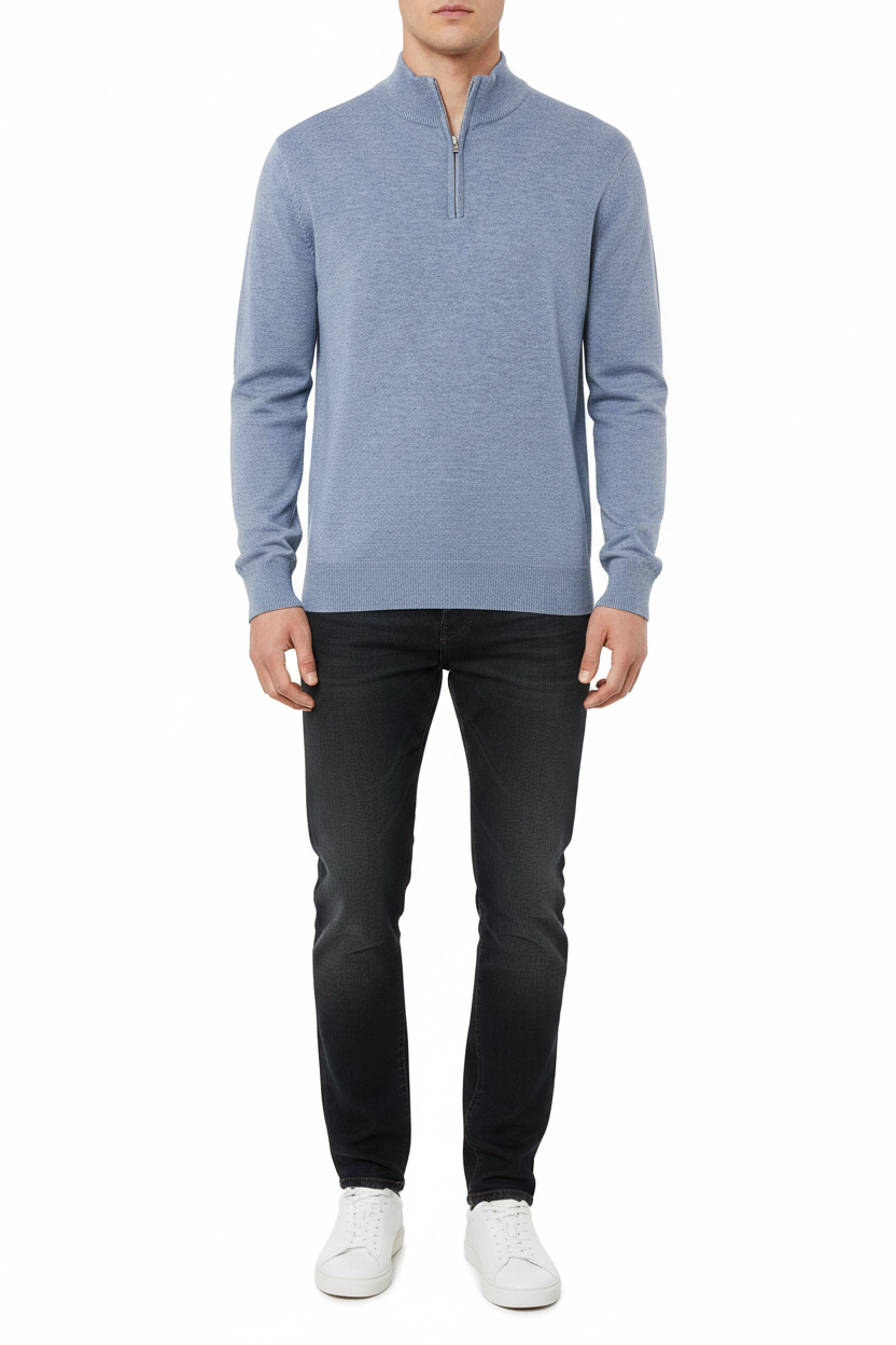Knit Zip-Front Sweater - modell framifrån