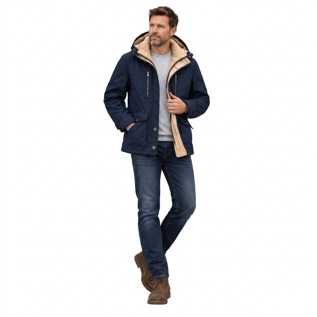 Men's Waterproof Winter Jacket – Hooded & Fleece-Lined