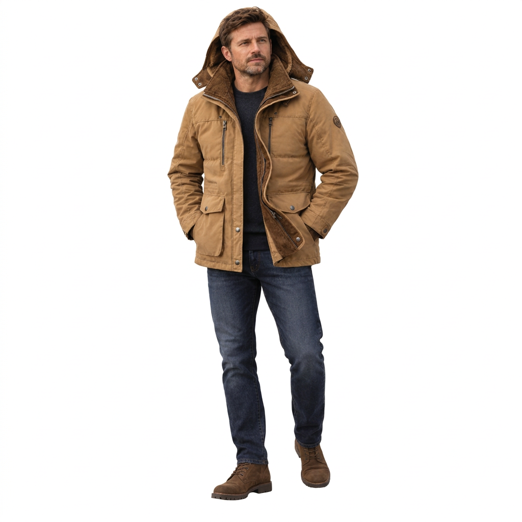 Men's Waterproof Winter Jacket – Hooded & Fleece-Lined