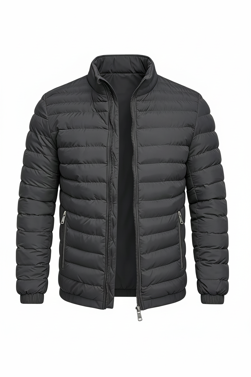 Men's Puffer Jacket - Dark Gray Side