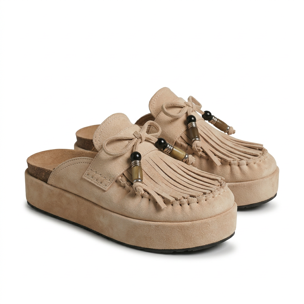 Women's Leather Sandals with Round Toe