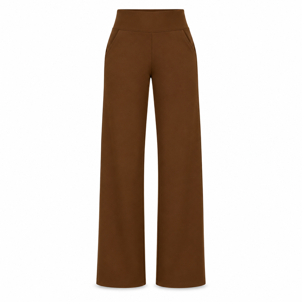 Dark brown pull-on wide-leg trousers