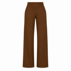 Dark brown pull-on wide-leg trousers