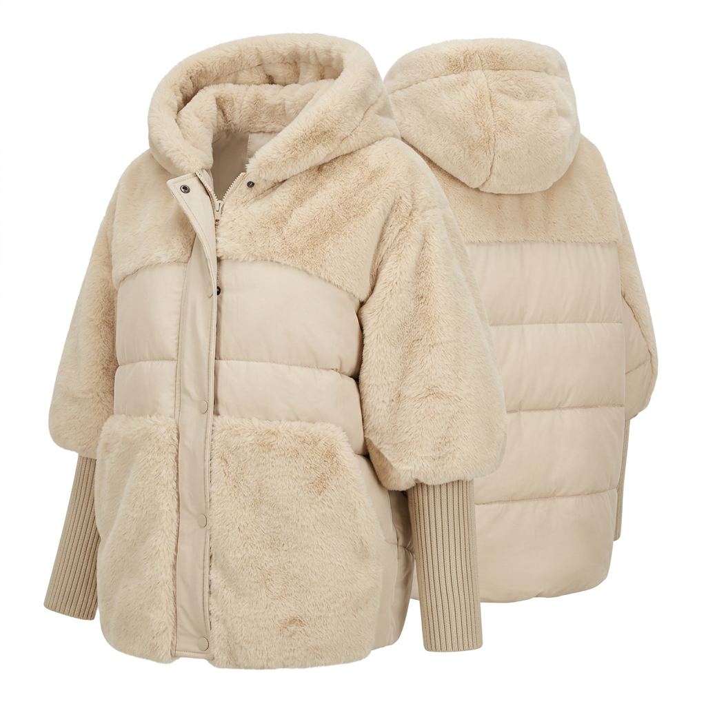 Women's Faux Fur Hooded Coat for Insulated Autumn Wear