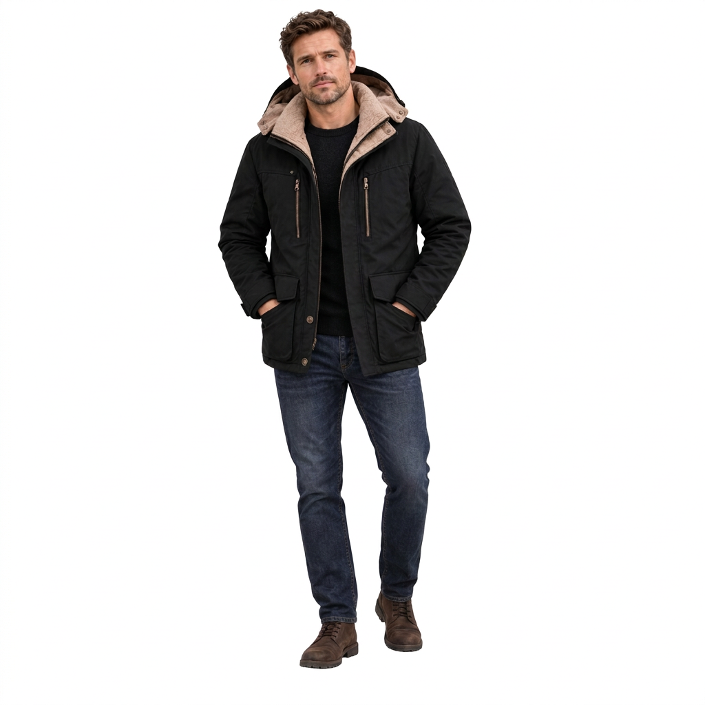 Men's Waterproof Winter Jacket – Hooded & Fleece-Lined